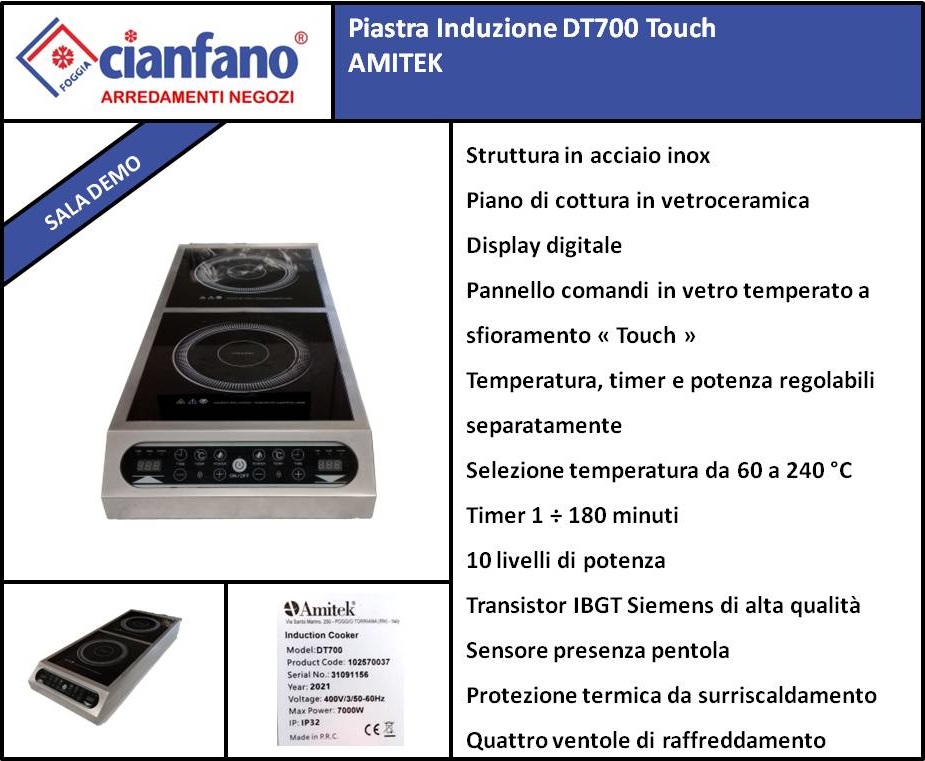 Piastra Induzione DT700 Touch AMITEK ***PROVA SALA DEMO***